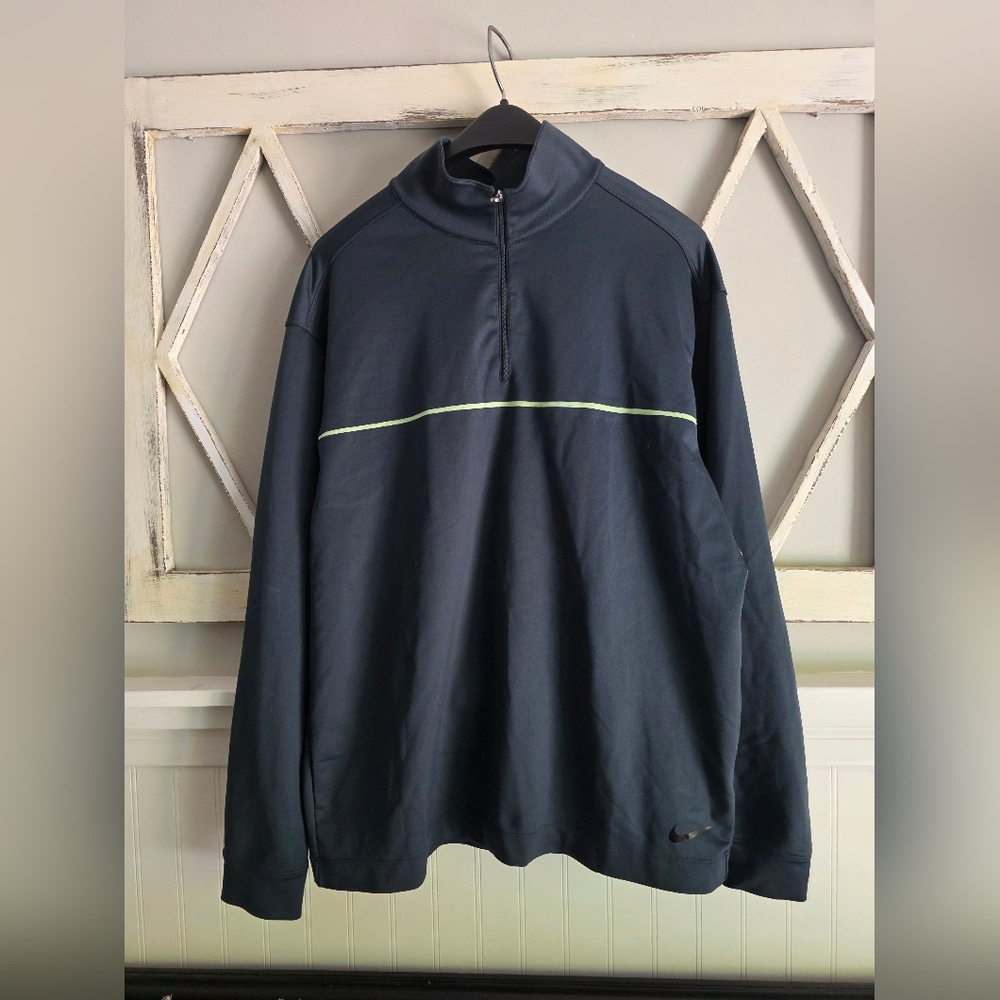 Nike Golf FitDry 1/4 Zip Jacket Long Sleeve Size Medium Grey And Green